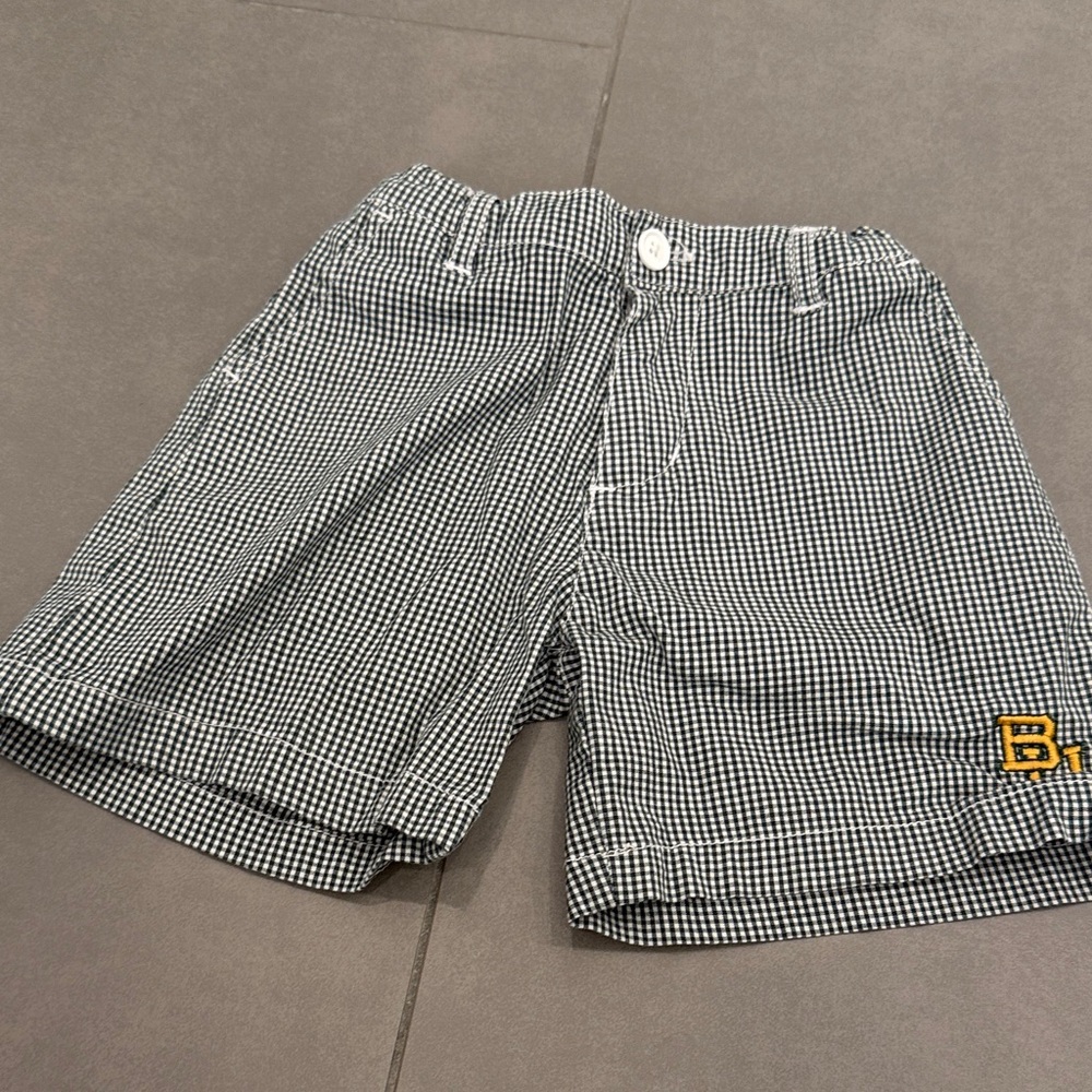 Boys Baylor University Bears Green & White Gingham Shorts with BU Logo Size 3T